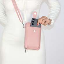 新款韩版单肩包时尚斜挎小方包ins拉链手机钱包女钱包钱包 - 粉色 - 查看 6
