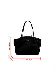 欧美小众设计麂皮水桶包，带扣设计，女士街头风手提包，适合秋冬季购物、通勤、聚会、送礼等场合，最新时尚麂皮包 - 黑色 - 查看 7