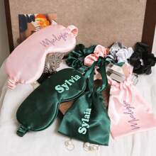 Mặt nạ ngủ in tên cá nhân, quà tặng cho phù dâu, quà tặng cho tiệc cưới, quà tặng cho phù dâu trong đám cưới, mặt nạ ngủ bằng lụa. - Nhiều màu - Xem 2