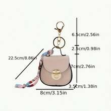 Elegant Mini Saddle Bag Keychain, Available In 3 Styles, Paired With High Quality Scarves - Stylish Versatile, Lightweight Faux Leather Coin Purse, Gold Buckle, Zipper, Fade Resistant - The Perfect Chic Gift Scarf Color May Vary