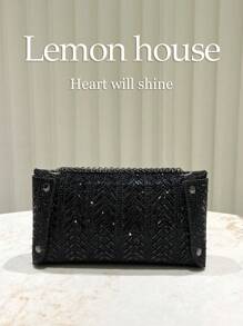 1 chiếc túi xách cầm tay màu đen đính đá và kim sa, túi đeo vai dây xích kim loại, túi dự tiệc/đám cưới thanh lịch dành cho nữ, thích hợp cho tiệc chiêu đãi, tiệc tùng, dạ hội, túi dự tiệc, túi xách nữ thanh lịch, đính kim sa. - màu đen - Xem 6