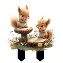 Adorable 2D Flat Acrylic Squirrel Garden Plaque, Suitable For Both Indoor And Outdoor Decoration. Ideal For Flower And Landscape Design, A Top Pick For Courtyards And Lawns, And A Must - Have For Creating Holiday Atmosphere.
