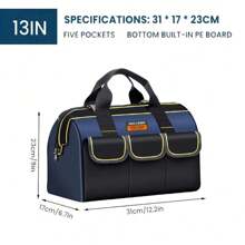 1-Piece Set 13in/20in Tool Bag 1680D Oxford Cloth Wear-Resistant And Waterproof High-Capacity Electrician Carpenter Portable Storage Handbag - Blue - View 3