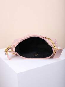 1 件 PU 皮革软肩腋下包，高品质休闲百搭链条肩带斜挎包，纯色休闲日常使用包，适合外出、工作、购物、上学、通勤、约会和女士礼物、商务通勤 - 粉色 - 查看 11