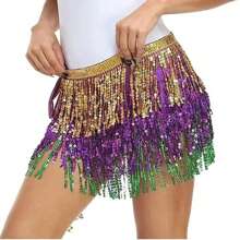Women's Belly Dance Waist Chain Sequined Tassel Skirt Hip Scarf Dance Hip Belt Latin Dance Hula Dance Hip Scarf - Multicolor - View 10