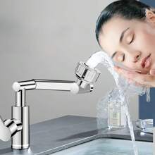 1pc 3.3LB Stainless Steel Swivel Faucet With Mechanical Arm - 1080° Rotation, Chrome Finish, Bubble & Soft Plate Options, Multi-Functional For Kitchen, Bathroom, Outdoor, RV & Farmhouse Use, Kitchen Faucet | Functional Bathroom | Ceramic Valve - Black - View 8