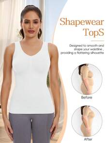 Shapewear Camisoles With Built In Bra Tummy Control Compression Tank Tops For Women Body Shaper Padded Tanks - White - View 5