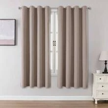 1pc/2pcs 100% Blackout Curtains, Linen Texture, Multiple Size Options For Bedroom, Living Room, Dining Room Or Home Theater Use. Comes With Curtain Rings.,Fall Decor,Autumn Decor,Room Decor