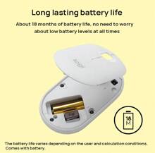 Logitech Pebble 无线蓝牙鼠标，纯色鹅卵石造型，适用于办公电脑、Mac、iPad、笔记本电脑、台式电脑，月光蓝 - 品月藍 - 查看 4