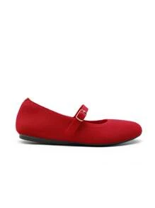Women's Mary Jane Ballet Flat Foldable Knit Flats Arch Support Comfortable Casual Work Office Dressy Shoes - 紅色 - 查看 9