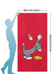 TOM AND JERRY. 1pc Cartoon Tom & Jerry Beach Print Soft Beach Towel, Comfortable For Home, Bathroom, Children And Adults To Use, Suitable For Swimming