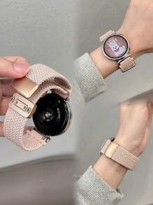 18mm/20mm/22mm Summer Breathable Magnetic Adjustable Nylon Braided Watch Band, Compatible With Samsung Galaxy, Garmin, Amazfit Watches - , Soft, Breathable