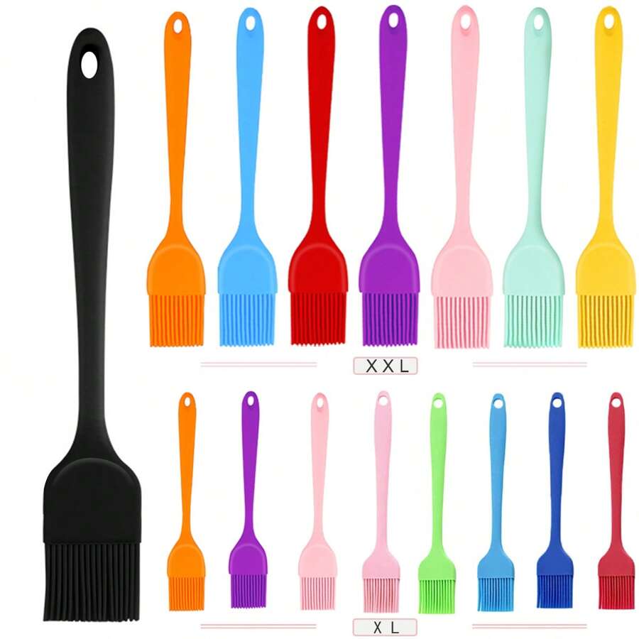 硅胶烘焙糕点刷 - 1 件耐热烹饪刷，适用于油、酱汁、黄油、烧烤、烤架和腌料，适用于洗碗机 - 彩色 - 查看 1