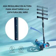 Scooter Patinete Para Niños 3 Ruedas Luces Led Jugue - Azul - Ver 3