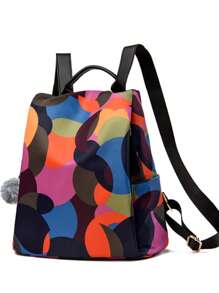 LECEY 新款几何印花大容量多功能女士背包，适合日常使用 - 彩色 - 查看 3