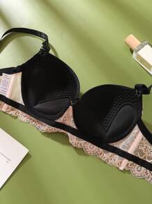 Temptuelle French Romantic Contrast Color Sexy Ladies Lingerie Bra, Push Up BC Cup Lace Splice Women Underwear Lingerie Brassiere - Apricot - View 5