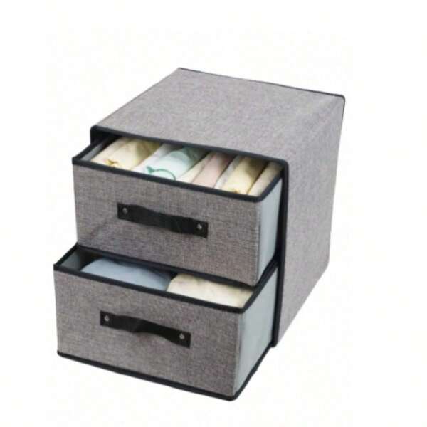 1PC Linen Closet Organizers And Storage, Fabric Storage Drawer Organizer, Dresser Organizer With 2 Drawers For Underwear, Sock, Bra, Small Items, Drawer Organizers For Clothing