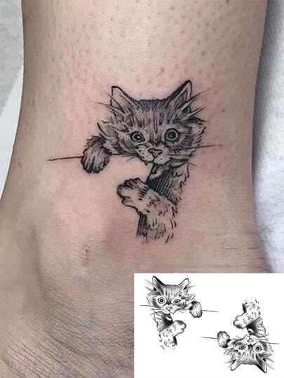 1 件 Y2K 猫临时纹身贴纸，防水艺术风格手臂纹身，适合时尚爱好者