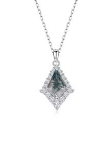 1 pièce Collier pendentif agate asymétrique élégant aux algues pour femmes, bijoux de mode pour fête, anniversaire, fiançailles, mariage, cadeau d'anniversaire