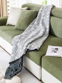 1 件简约现代条纹沙发套，弹力全包沙发套，适合所有季节 - 綠色 - 查看 3