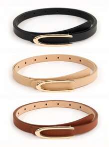 DAZY 1/2/3/4条装极简U型扣女士细腰带，优雅高端设计，适合搭配连衣裙，用途广泛，可用于休闲、工作、夏季送礼、秋季上学、万圣节等场合。 - 彩色 - 查看 5