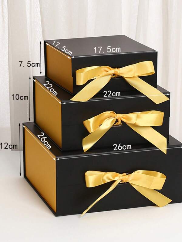 Foldable Box Square Lid Bow Gift Box, Assorted Colors Luxury Magnetic Gift Box