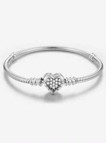 1Pc Elegant 16-22CM Real 925 Sterling Silver Heart Bead Snake Bone Bracelet For Women Girlfriend Gift Fine Ladies Jewellery - Snake Bone Chain - View 5
