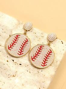 1 Paar Softball-Design Boho Perlenohrringe, Geschenk für Frauen Baseball-Fans