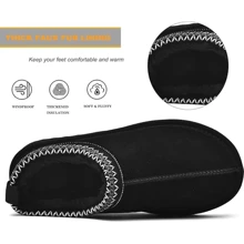 Women's Winter Cozy Platform Mules - Faux Fur Lined Mini Boots, Warm House Shoes For Indoor & Outdoor Use - màu đen - Xem 4