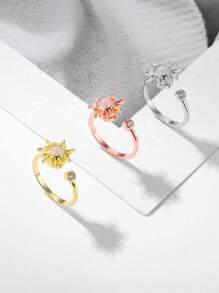 Customized Photo Projection Ring For Women, Charming Personalized Bohemian Style Sunflowers With Picture Projection Ring For Summer Beach Vacation Jewelry, Couple Proposal Ring Wedding Season Gift, Mother's Day Gift For Mom, Thanksgiving Anniversary Commemorative Gift