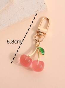 1pc Unisex Shiny Simulation Cherry Keychain Fashion & Exquisite 3D Cherry Bag Charm Summer - Pink - View 4