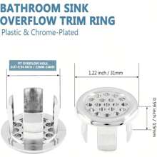 4PCS Bathroom Sink Overflow Ring, Round Sink Plug/Ring & Sink Hole Cover For Drain Cover Sink, Wash Basin Overflow Hole Plug Back To School - Silver - View 6