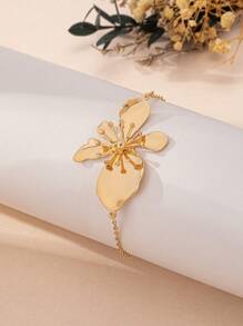 1pc Fashion Bohemian Enameled Metallic Flower Pendant Anklet, Suitable For Ladies Daily And Holiday Outfits - Flowers - View 14