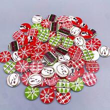 50pcs/20pcs Wooden Buttons Assorted Christmas Holiday Patterns - Mixed Color Cartoon Wood Sewing Buttons For DIY Crafts, Decorations, Handmade Accessories