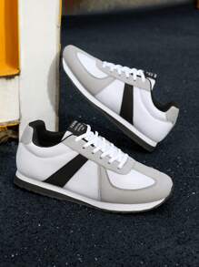 Youth Unisex Sports Shoes, Fashion Mix-And-Match Casual Shoes, Classic Retro Shoes, Lightweight Breathable Running Shoes, Comfortable Non-Slip Trainers, Student Campus Sneakers, Street Style Travel Hiking - Grey - View 2