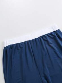 Conjunto de 2 piezas para adolescentes, top de tirantes y pantalones con bloqueo de color de estilo europeo y americano, conjunto ligero para niñas / ropa a juego de hermanas dulces