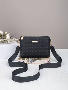 女士时尚波浪压纹链条斜挎包、单肩包、手拿包、信封包 - 黑色 - 查看 8