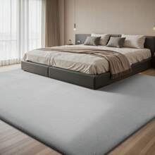 Treeboy Plush Rugs Living Room - Grey Area Rugs For Bedroom Faux Rabbit Fur Rug Large Rug, Anti Slip Rug Large Floor Carpet Short Pile Area Rug For Living Room, Bedroom - Light Grey - View 7