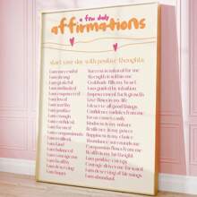1pc Daily Affirmations Wall Art Picture Positivity Quote Prints Canvas Paintings Typography Posters Preppy Y2k Decor For Apartment, Dorm Or Bedroom Wall Decor Gift For Her Unframed