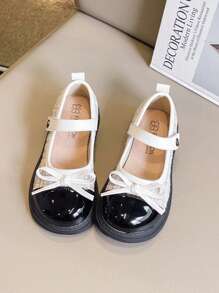 女童春秋皮鞋，新款芳香软底时尚玛丽珍儿童公主休闲运动鞋 - 米色 - 查看 6