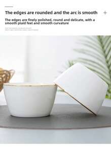 4.5inch Gold-Edged Ceramic Square Bowls, 3pcs/Set, Microwave Friendly Porcelain Rice Bowls, Soup/Ramen/Salad Bowls, Creative Japanese-Style Gold Rim Small Bowls