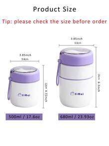 1 Pc Stainless Steel Vacuum Thermal Portable Lunch Box Double Layer 500ml & 680ml Insulated Lunch Food Warmer Soup Cup Insulated Containers Bento Lunch Box With Foldable Spoon (Lid Randomly Shiped),School Supplies