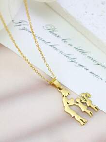 1 件不锈钢可爱卡通吊坠项链，女士时尚毛衣链，母亲节、圣诞节、日常穿着的理想礼物 - 金色 - 查看 12