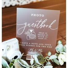 1pc Photo Guestbook Snap It Shake It Stick It Sign It Acrylic Wedding Sign, Leave A Note & Well Wishes Photo Booth Station Guest Book Lucite