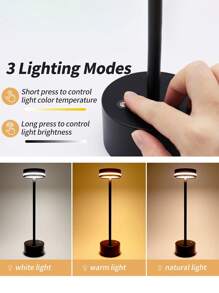 Luminária de mesa LED sem fio, recarregável, 3 temperaturas de cor e regulável, adequada para ambientes externos/sala de jantar/quarto/casa/mesa de café