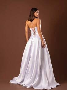 Elegant Strapless Graduation Party Dress Code 110 - White - View 2