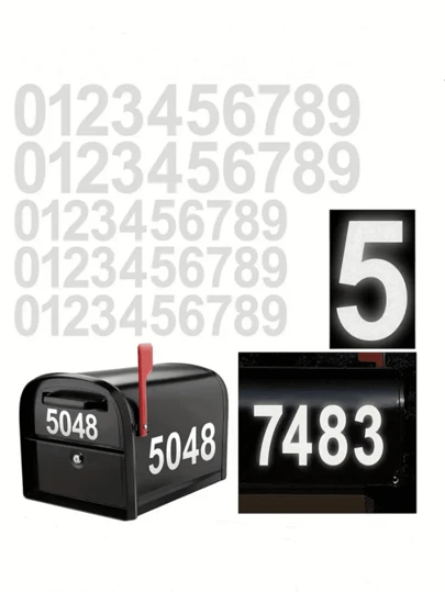 10pcs/Set Reflective Number Decal Tags For Mailbox, House Number Reflective Stickers, For Decoration Scenes, Rooms, Home, Holiday, Outdoor, Yard, Garden, Stickers, Wall Decal, Vinyl Decal For Home Decorations, Spring Decoration Items Refresh Your Home, Rama Decoration Stickers Gifts Birthday Graduation