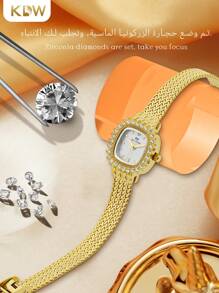 1pc Women's Gold & Silver Stainless Steel Quartz Watch | Luxury Minimalist Waterproof Design | Gift Box Packaged For Business/Casual/Daily Wear - Silver - View 3