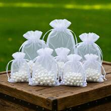 Kit 10/20/50/100 Un Saco Saquinho Organza 7x9 9x12 10x15 Branco Lembrancinhas Festa Casamento