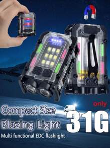 1PC Protable Bright Powerful Torch Light LED Multifunctional With Cap Clip Tail Magnt Work Light 400MAH EDC Mini Keychain Flashlight